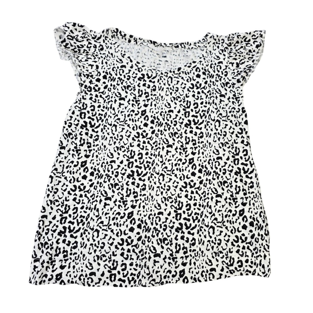 Jane + Delancey Cotton Top Blouse Women's Size M (S) Leopard Print White Black
